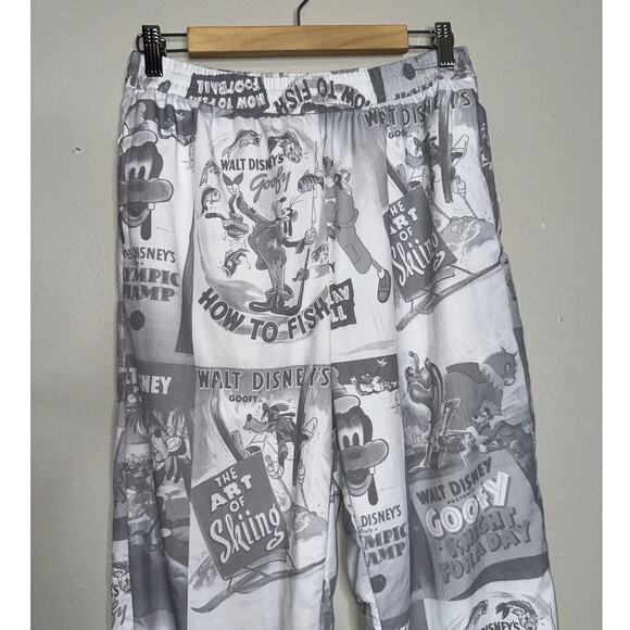 Disney Mickey Goofy 90th Anniversary Track Pants Gray White Graphic Print Small - Picture 2 of 7